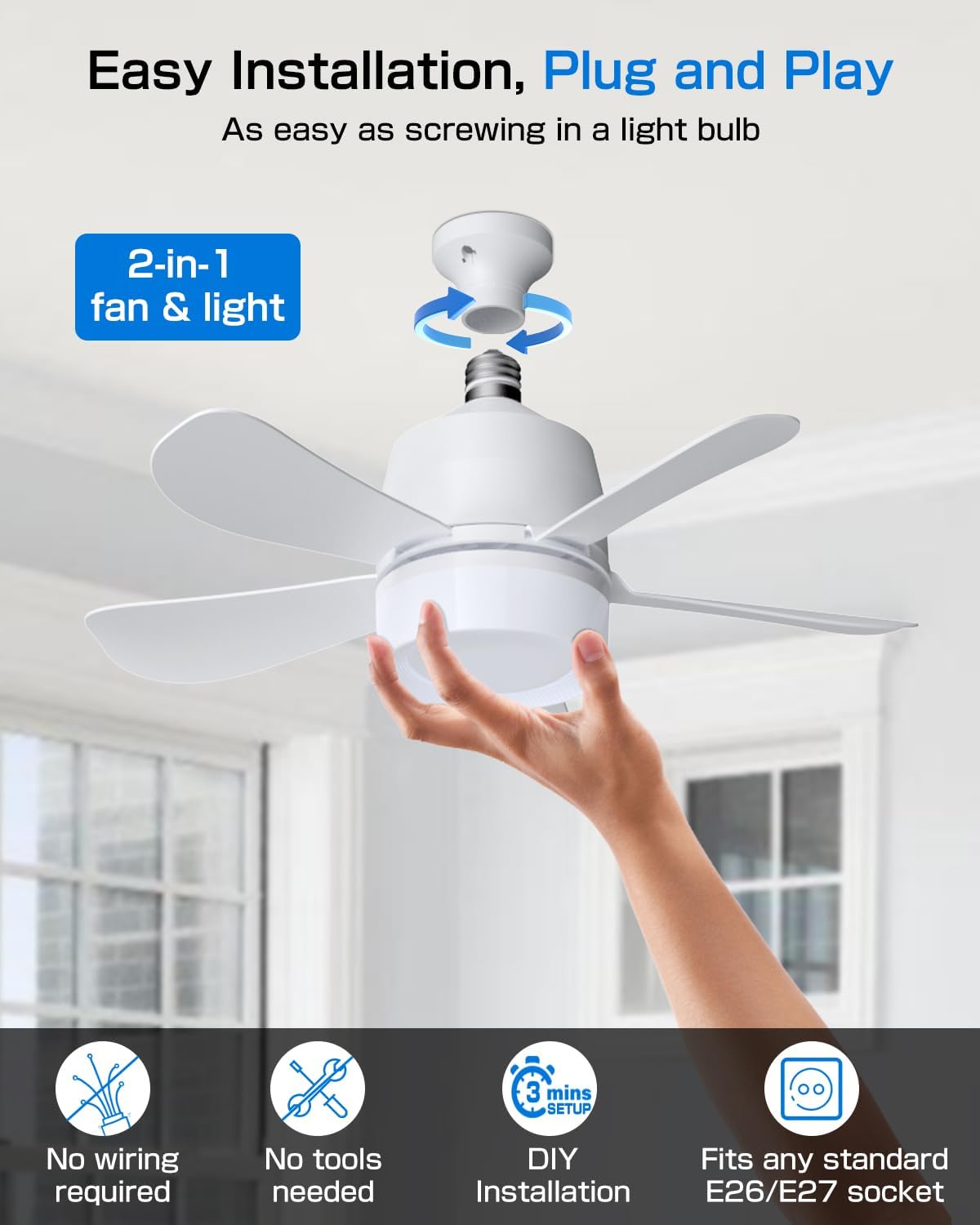 Socket Fan Light | مروحة إضاءة للمقبس
