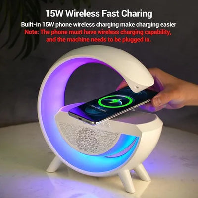 The G-Shaped Lamp With Wireless Charging and Bluetooth Speaker