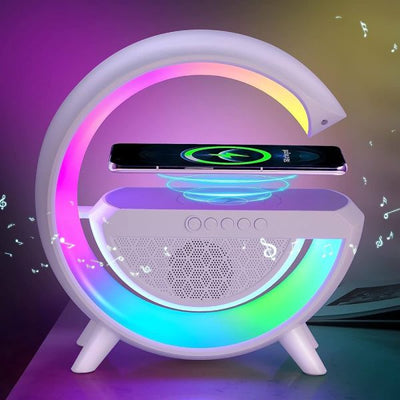 The G-Shaped Lamp With Wireless Charging and Bluetooth Speaker